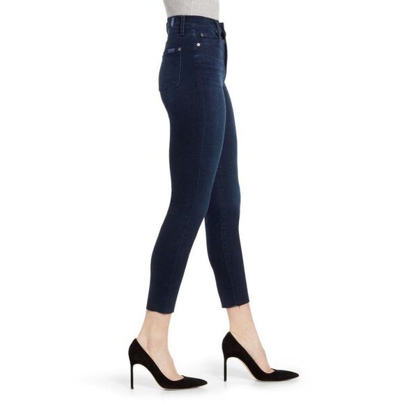 7 for All Mankind High-Waist Ankle Skinny in Deep Waters 3 Sz 24 - Picture 11 of 12